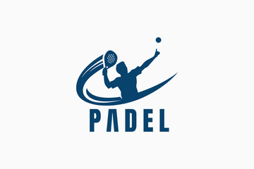 Padel logo template with a silhouette of a padel player. It's great for clubs, courts, padel shops, apparel, etc.