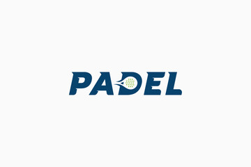 Padel text logo template with racket on letter D. It's great for clubs, courts, padel shops, etc.