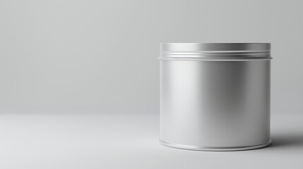 Large silver metal jar with screw lid