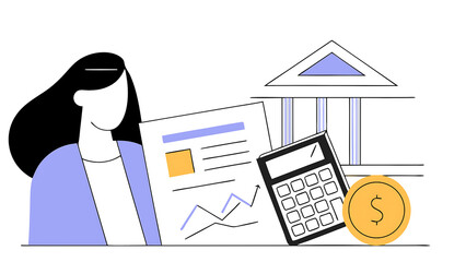 finance banking and investment asset allocation budget management. business woman calculating financial report cost control and budgeting. tax and budget planning