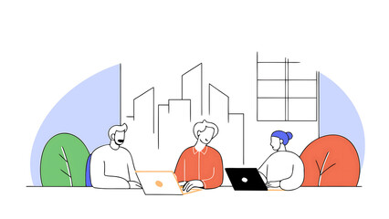 group of business professionals having a meeting to discuss ideas and solutions for finance company