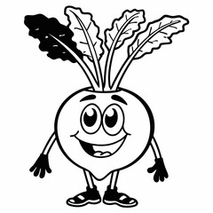 Smiling beetroot character with leaves and shoes vegetable