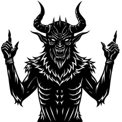 Krampus, a horned, anthropomorphic figure isolated on white background