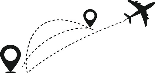 Airplane Flight Path with Destination Pointers a Travel Itinerary Template for Tourism and Logistics Companies Worldwide