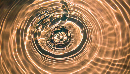 An abstract digital art piece capturing the circular ripples of morning light reflecting on a water surface, creating a dynamic and mesmerizing pattern with warm, earthy tones.