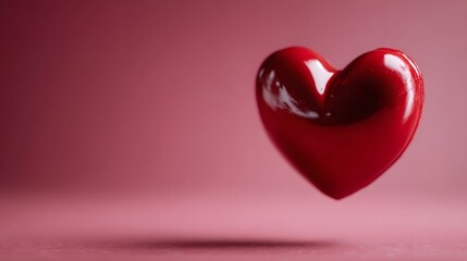 Fototapeta premium Red heart symbol floating on a pink background