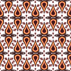 Red and white Abstract geometric Ikat pattern seamless.
