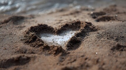 Heart drawn in the sand at the beach