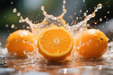 orange in water splash