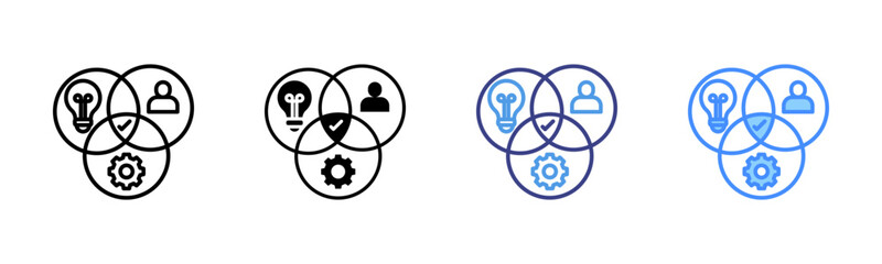 Competence icon set multiple style collection