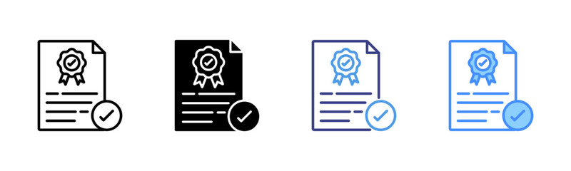 Accreditation icon set multiple style collection
