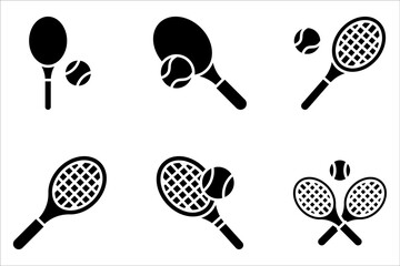 Tennis Icon Set. Sport racket play vector symbol on white background