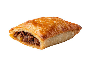 Golden Baked Savory Delight: A close-up view of a perfectly golden-brown, freshly baked savory pastry. showcasing the enticing textures and colors of a culinary treat.