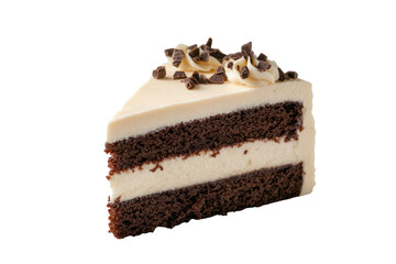 Delicious Slice of Cake: A decadent slice of chocolate cake, meticulously crafted with layers of rich chocolate sponge, luscious cream, and topped with dark chocolate shavings.