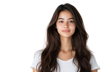 Radiant portrait: A portrait of a beautiful young woman, her captivating gaze and relaxed pose, her natural beauty enhanced by the soft light and the serenity of the shot.