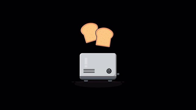 Animated Toaster with bread. Kitchen equipment Concept Video - Transparent