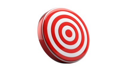 A red and white target with a bullseye in the center isolated on transparent background