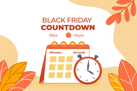 Black friday countdown a visual representation of time ticking down with a calendar and stopwatch amidst autumnal foliage