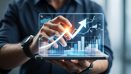 Business growth analysis digital interface image