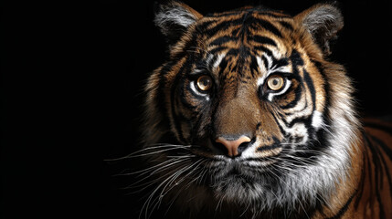 Fototapeta premium Tiger Head Intense Gaze Studio Lighting High Contrast