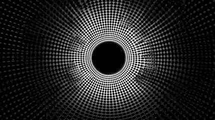 Black radial mesh with white dots and dark center image