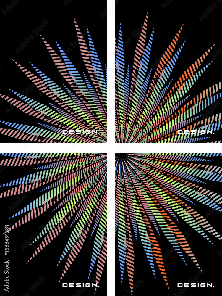 Poster this collection of modern abstract vector backgrounds features a pattern of colorful parallel stripe
