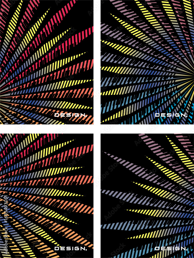 Poster this collection of modern abstract vector backgrounds features a pattern of colorful parallel stripe
