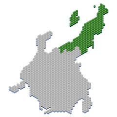 ハニカム構造状の新潟県の地図
