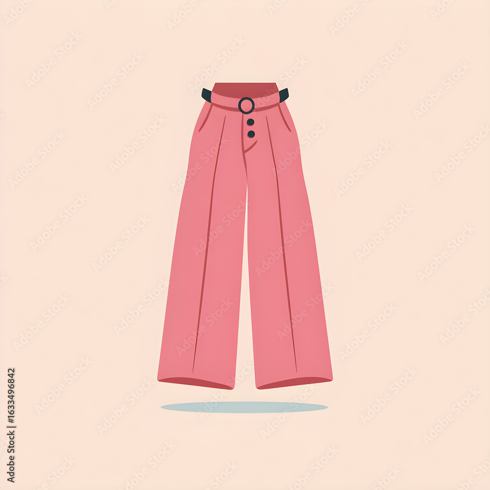 Poster flat vector icon of high-waisted pants with simple lines