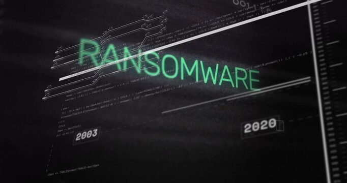 On start RAA fragments morphing into RANSOMWARE while timeline updating showing ransomware history