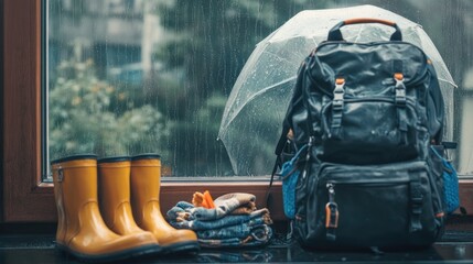Rainy day gear by window