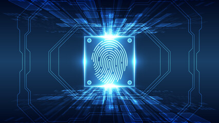 Futuristic Biometric Authentication – Fingerprint Scan in Digital Interface