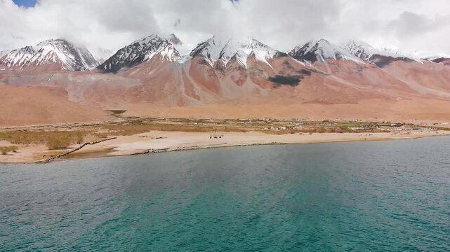 Aerial the breathtaking beauty of Pangong Lake with majestic mountains, Ladakh, India