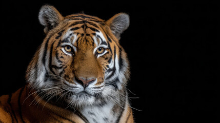 Fototapeta premium Tiger Portrait Direct Eye Contact Studio Lighting