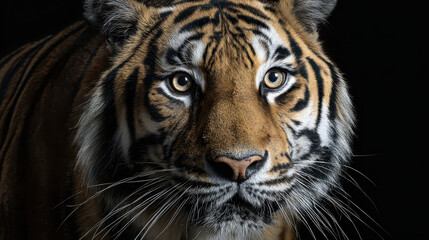 Fototapeta premium Tiger Portrait Direct Eye Contact Studio Lighting