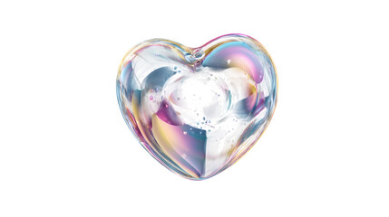 Iridescent Heart Shape, isolated on transparent background