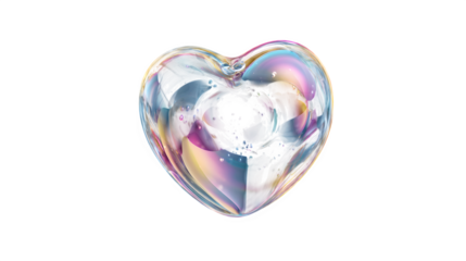 Iridescent Heart Shape, isolated on transparent background