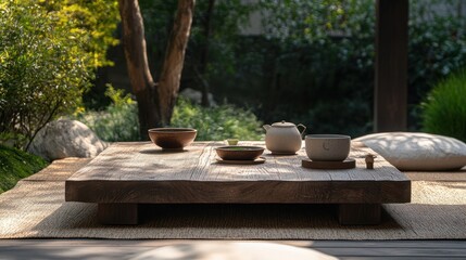 Tranquil tea ceremony outdoors