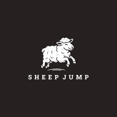 Sheep jump logo style icon design template vector illustration