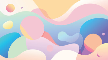 Pastel-colored bubbles float against a clean white background, creating a soft and whimsical visual effect..eps