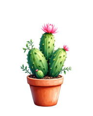 Pink Flowering Cactus in Terracotta Pot