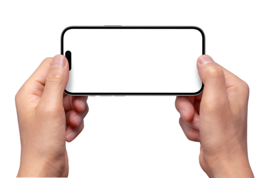 スマートフォンをしっかりと掴んでいる両手