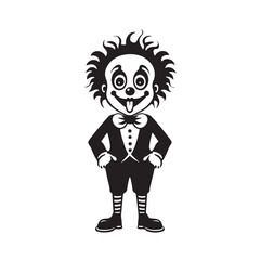 Standing Clown Sticking Out Tongue Funny Creepy Costume Character Vector Illustration Art