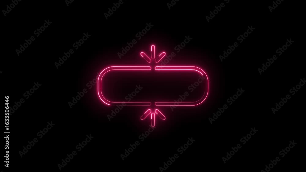 Poster glowing neon pink icon symbolizing compression zoom in or shrink action isolated on black background