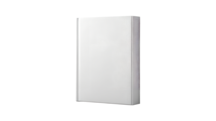 Blank white book cover isolated on transparent background, perfect for showcasing your design, ideal for a novel, textbook, or journal mockup