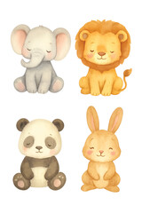 watercolor sleeping cute animal bundle