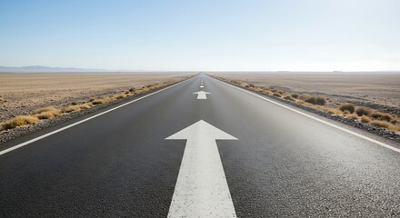 未来への道、まっすぐ進む矢印