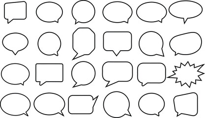 Fototapeta premium Speech Bubble line icon set. Talk bubbles with editable stroke. Cloud speech bubbles collection.
