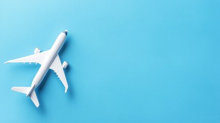 White airplane model on vibrant blue background