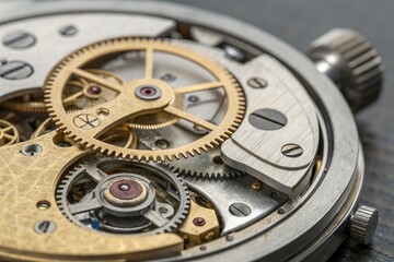 A close up of a watch with a gold and silver band